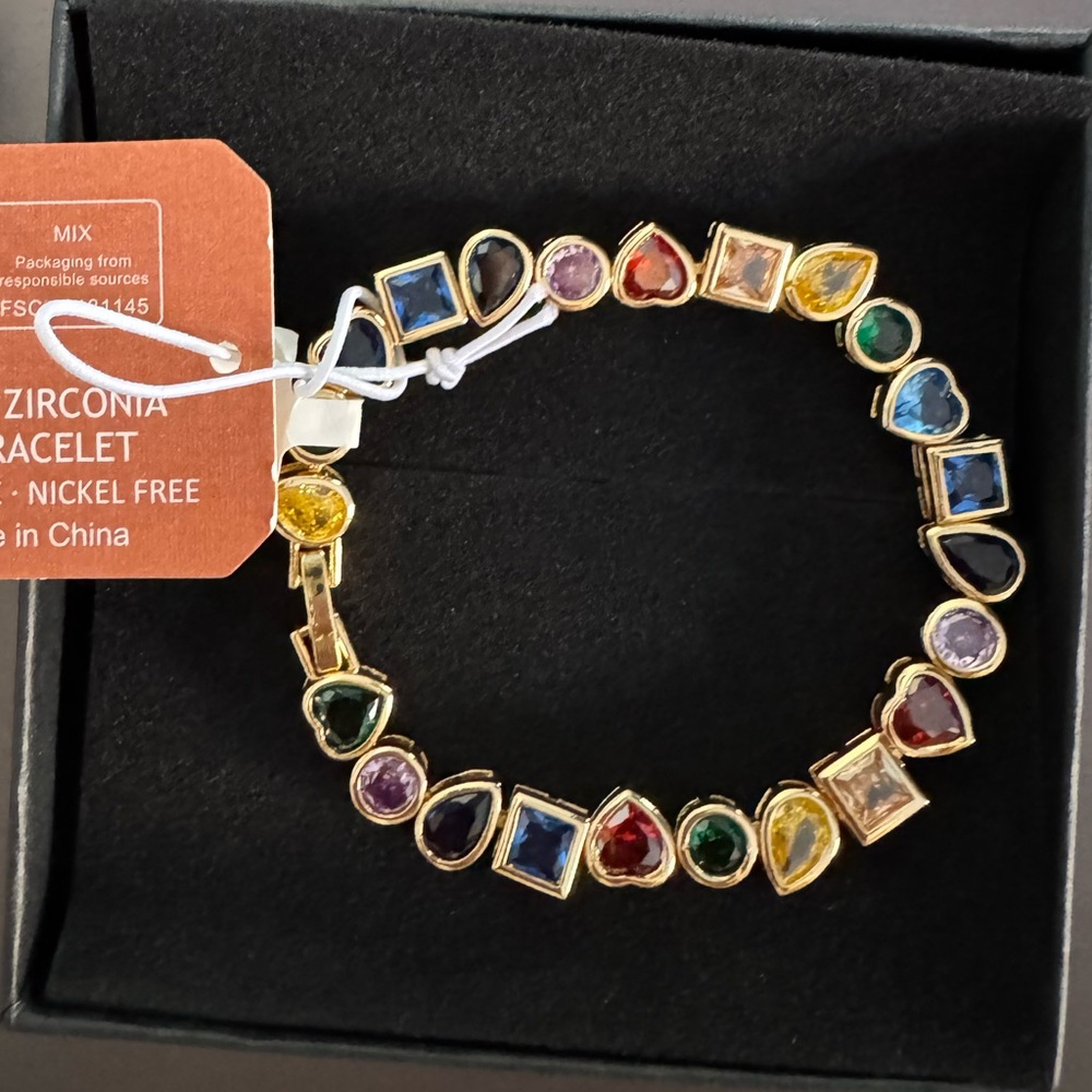 Brand New NWT! Camila Coelho Sparkling Rainbow Gemstone Bejeweled Viral Bracelet